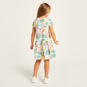 Juniors Printed Round Neck Dress with Short Sleeves - Set of 4