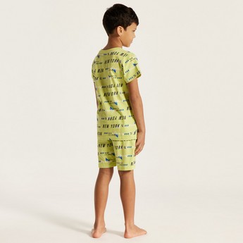 Juniors 4-Piece Printed T-shirt with Shorts and Pyjama Set