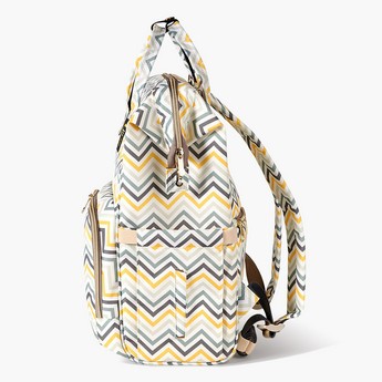 Sunveno Chevron Print Diaper Backpack with Zip Closure and Top Handles