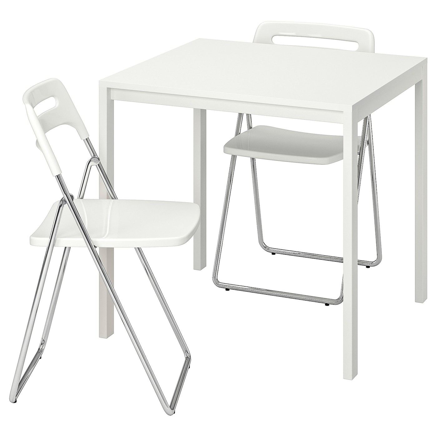 MELLTORP / NISSE Table and 2 folding chairs