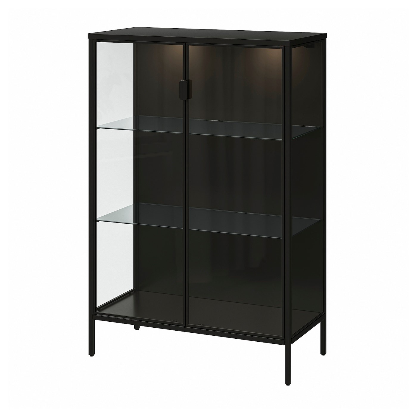 RUDSTA / VAXMYRA Glass-door cabinet with lighting