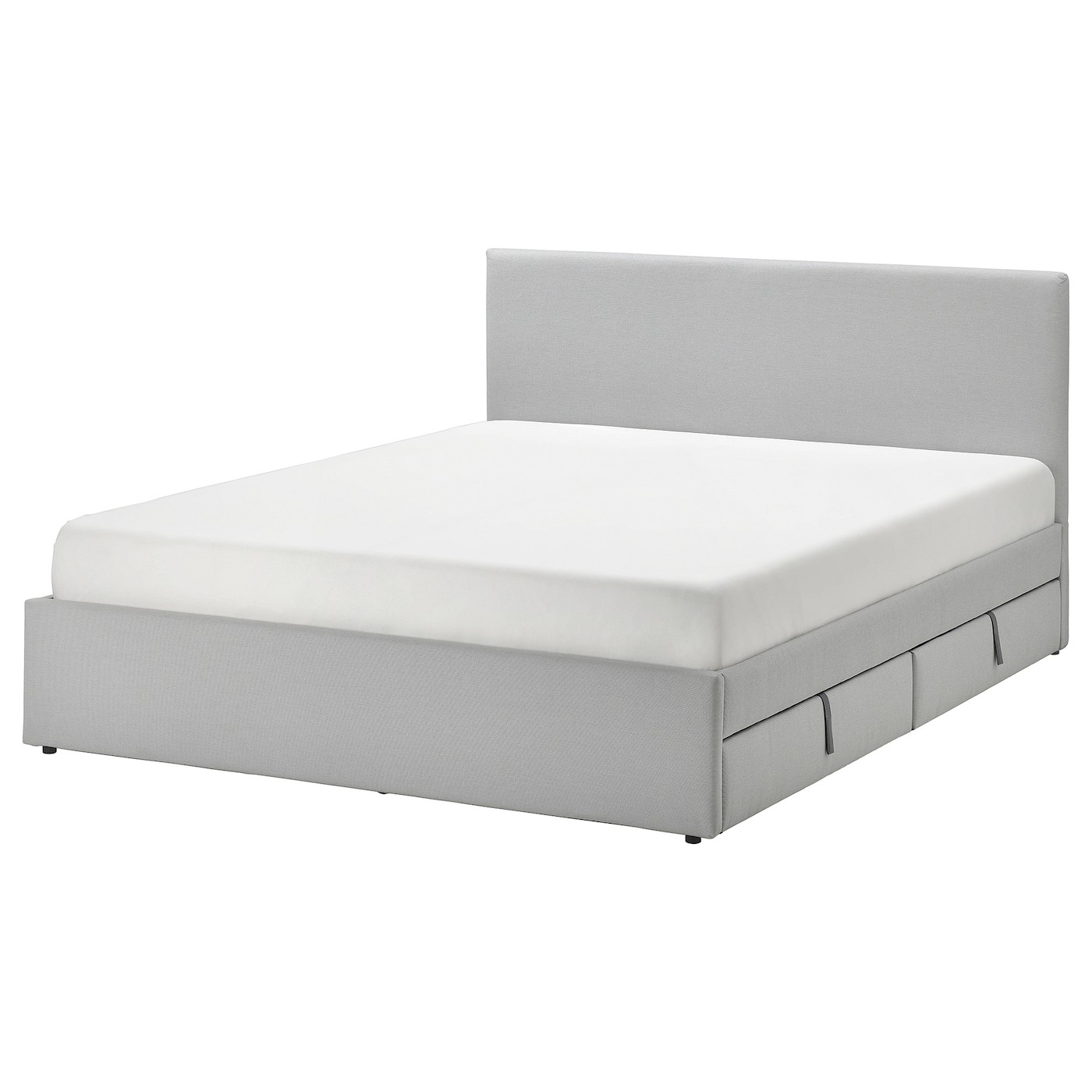 GLADSTAD Upholstered bed, 2 storage boxes