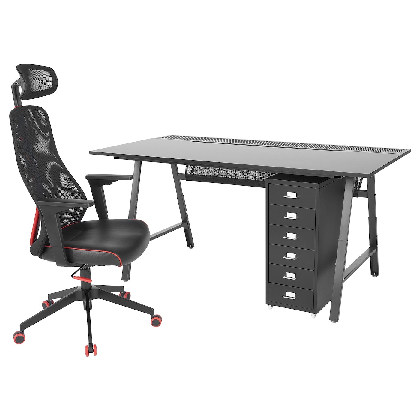 UTESPELARE / MATCHSPEL Gaming desk, chair and drawer unit