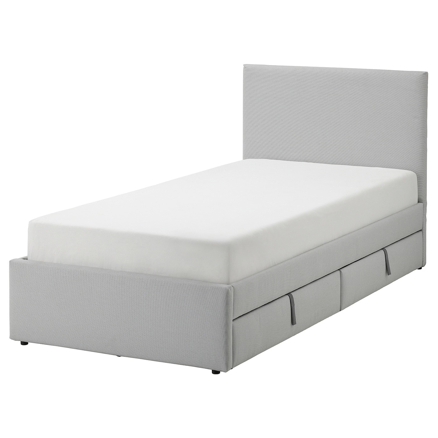 GLADSTAD Upholstered bed, 2 storage boxes