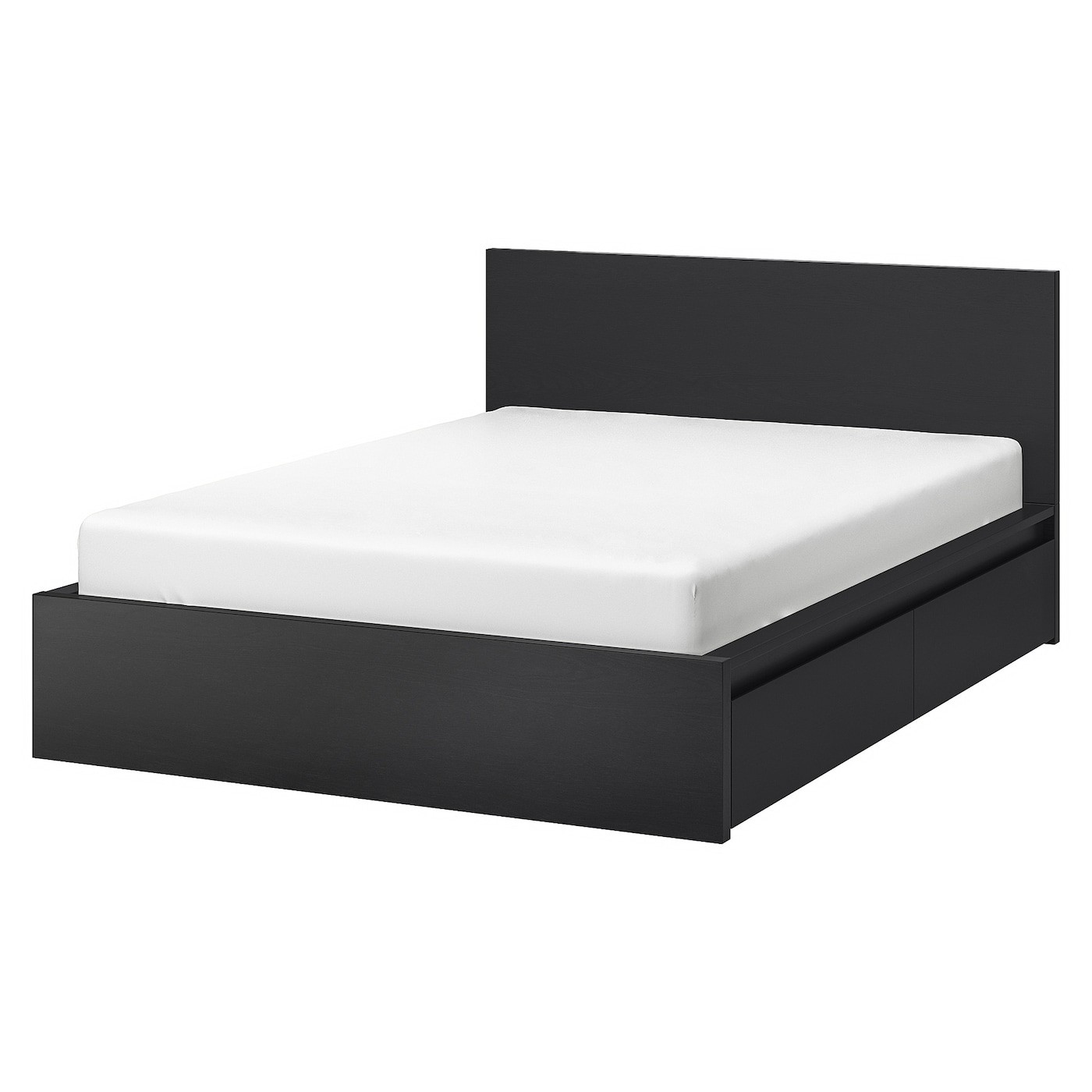 MALM Bed frame, high, w 4 storage boxes