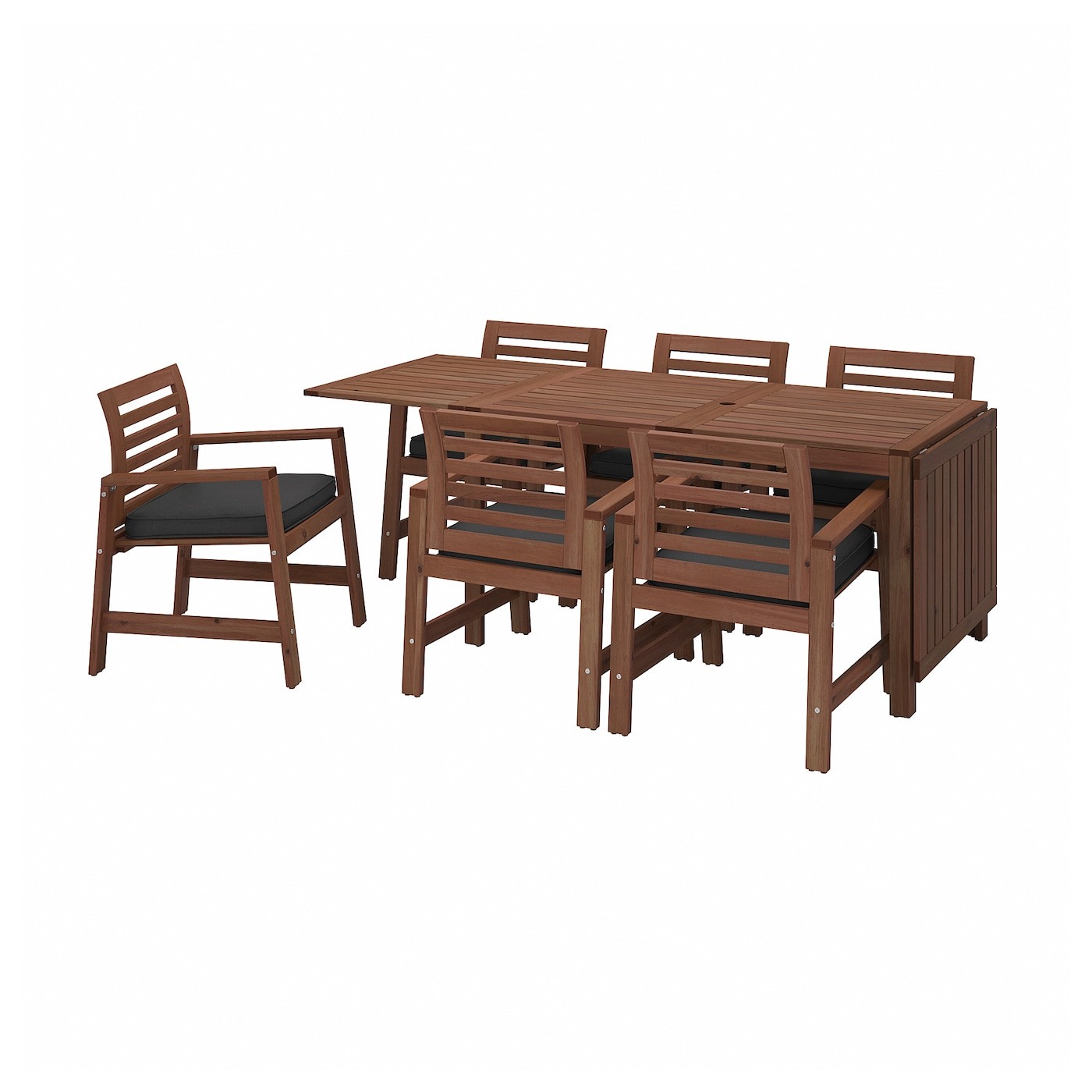 ÄPPLARÖ Table+6 chairs w armrests, outdoor