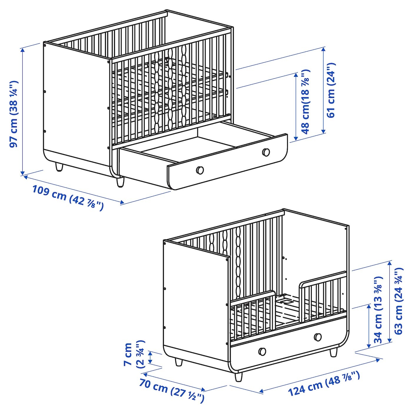 MYLLRA Cot with drawer