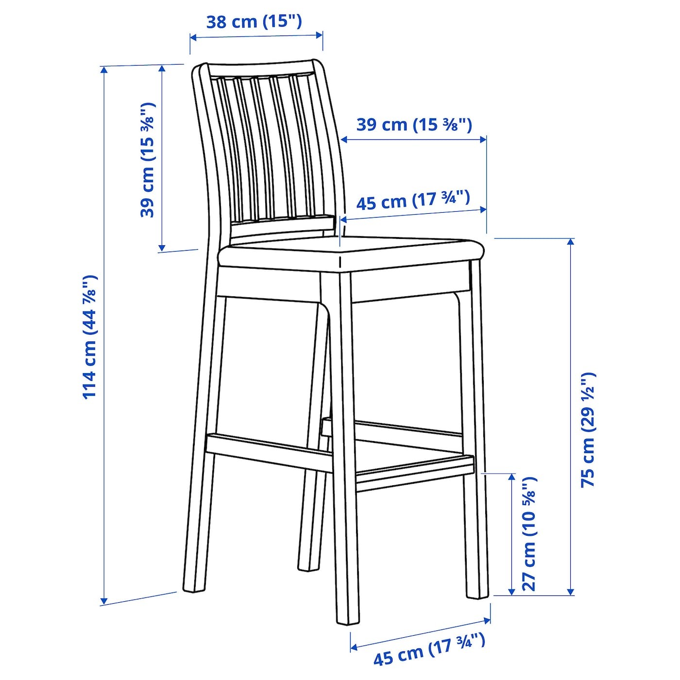 EKEDALEN / EKEDALEN Bar table and 4 bar stools