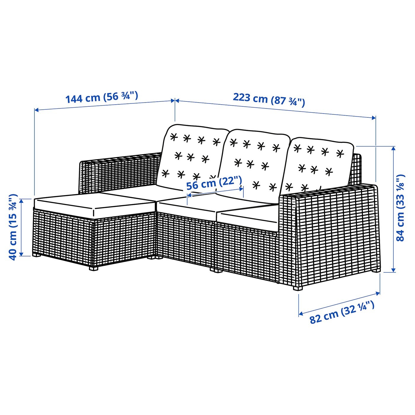 SOLLERÖN 3-seat modular sofa, outdoor