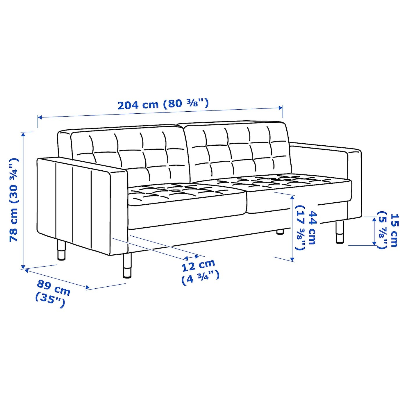 LANDSKRONA Three-seat sofa