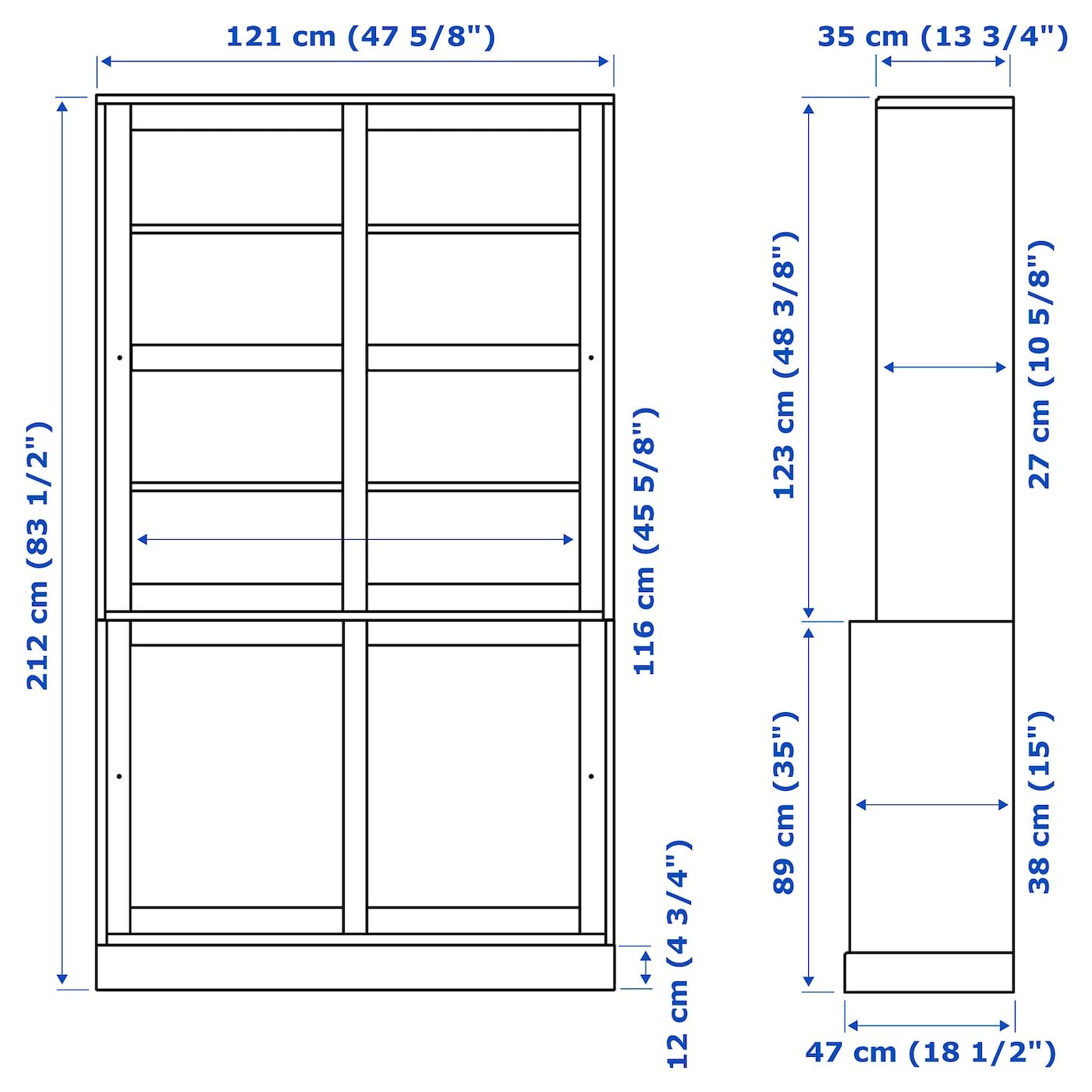 HAVSTA Storage comb w sliding glass doors