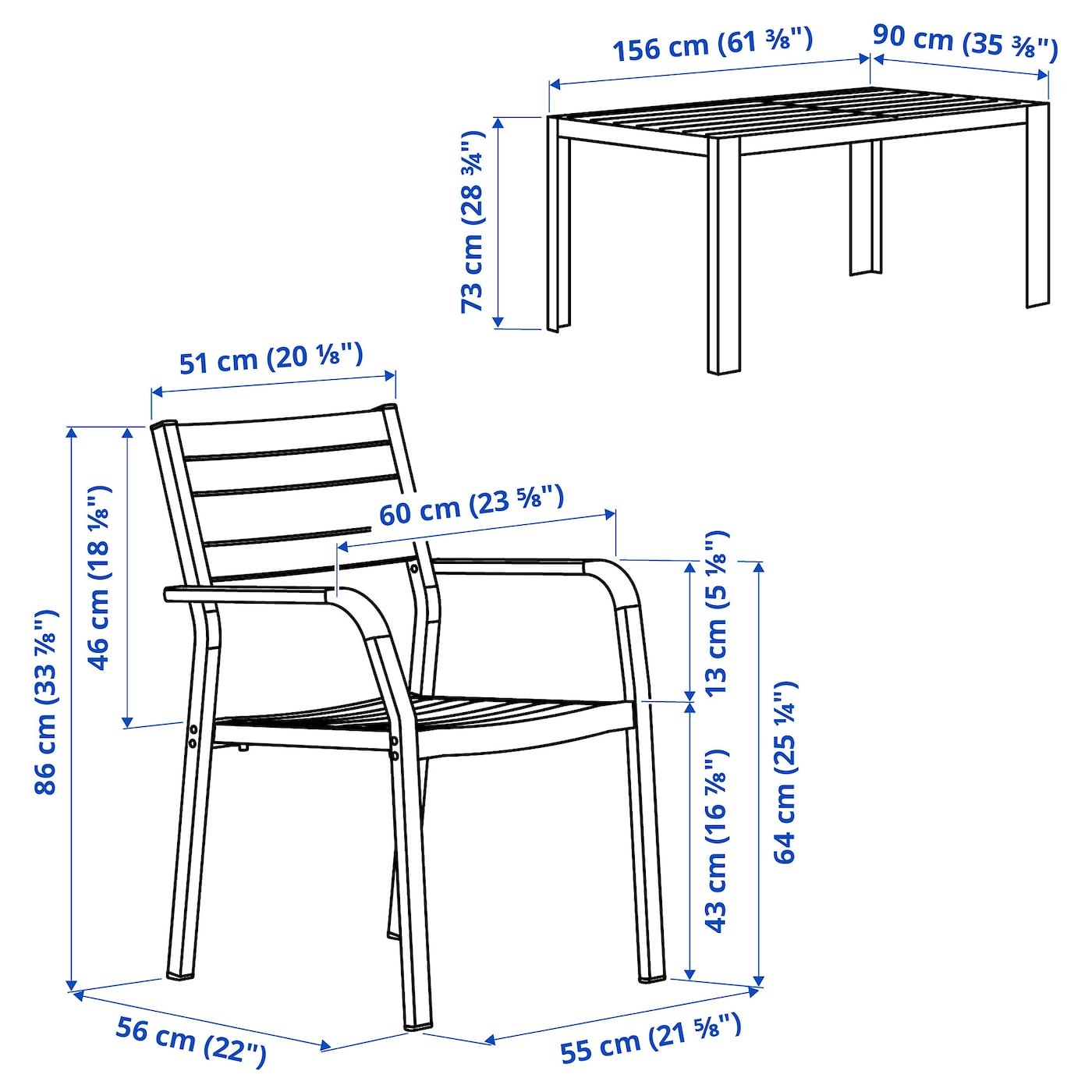 SJÄLLAND Table+4 chairs w armrests, outdoor