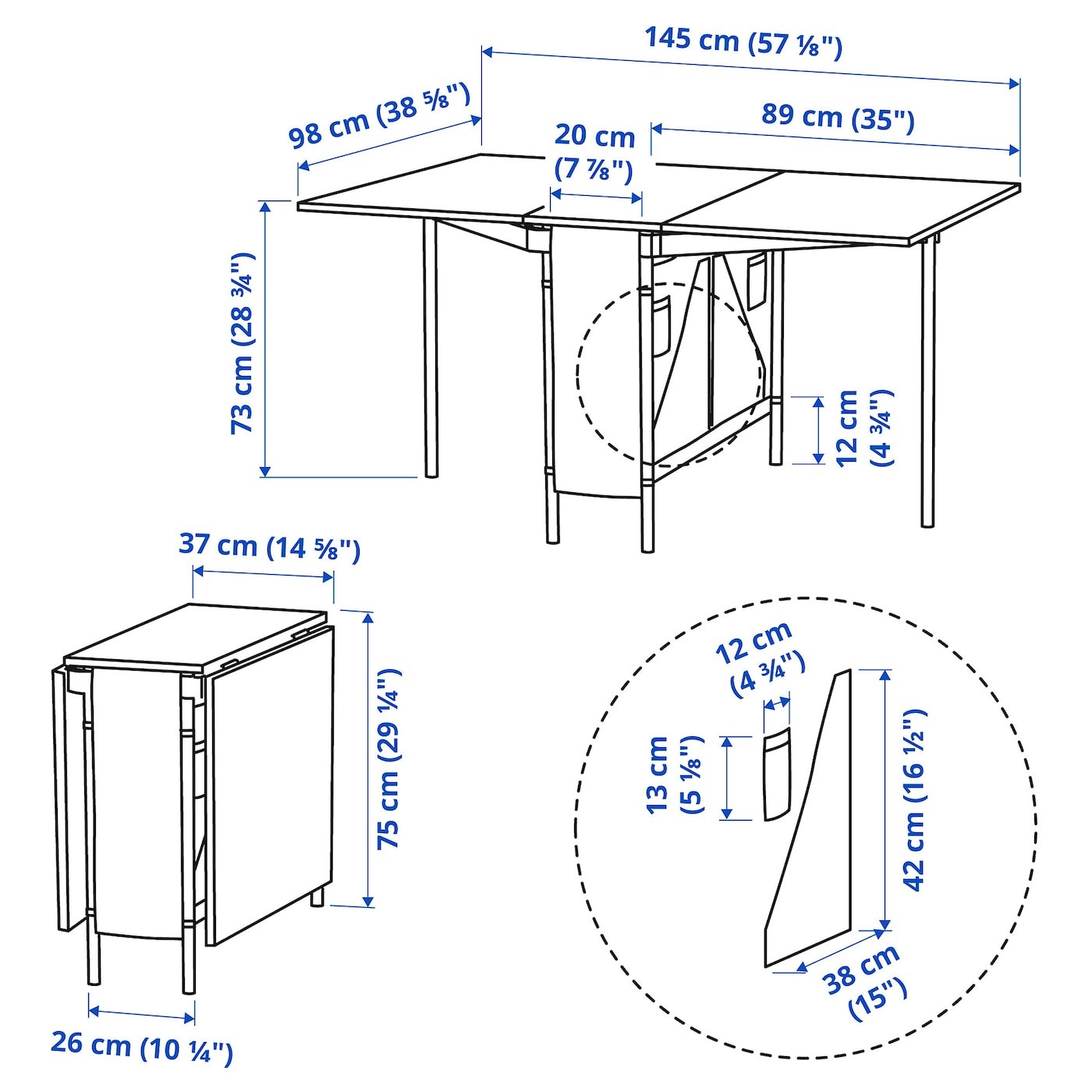 KALLHÄLL Gateleg table with storage