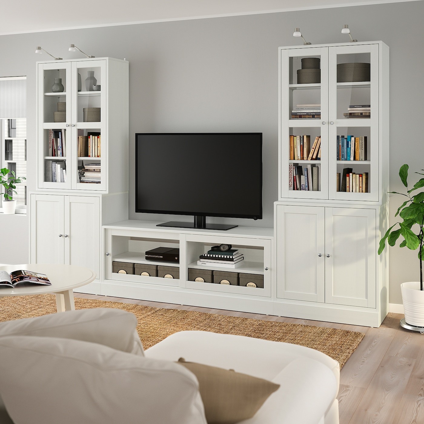 HAVSTA TV storage combination/glass doors