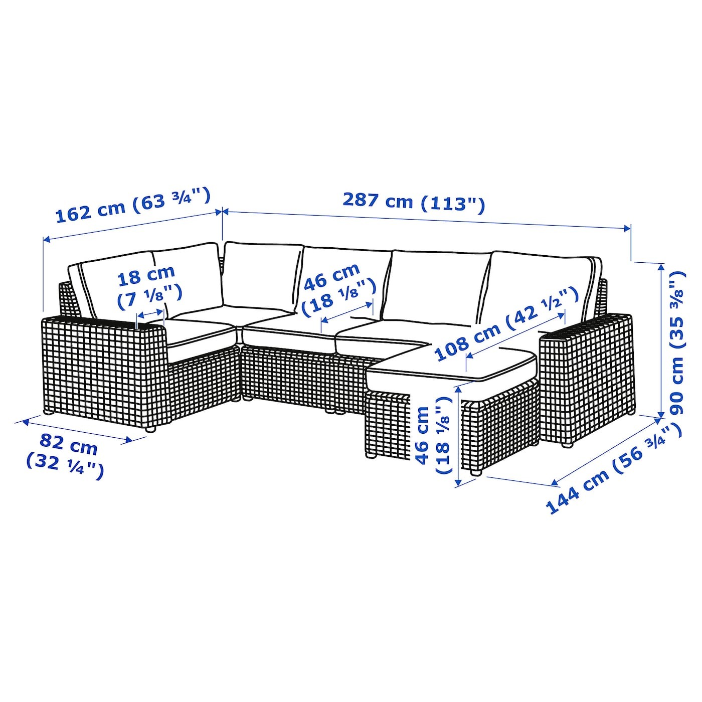 SOLLERÖN Modular corner sofa 4-seat, outdoor