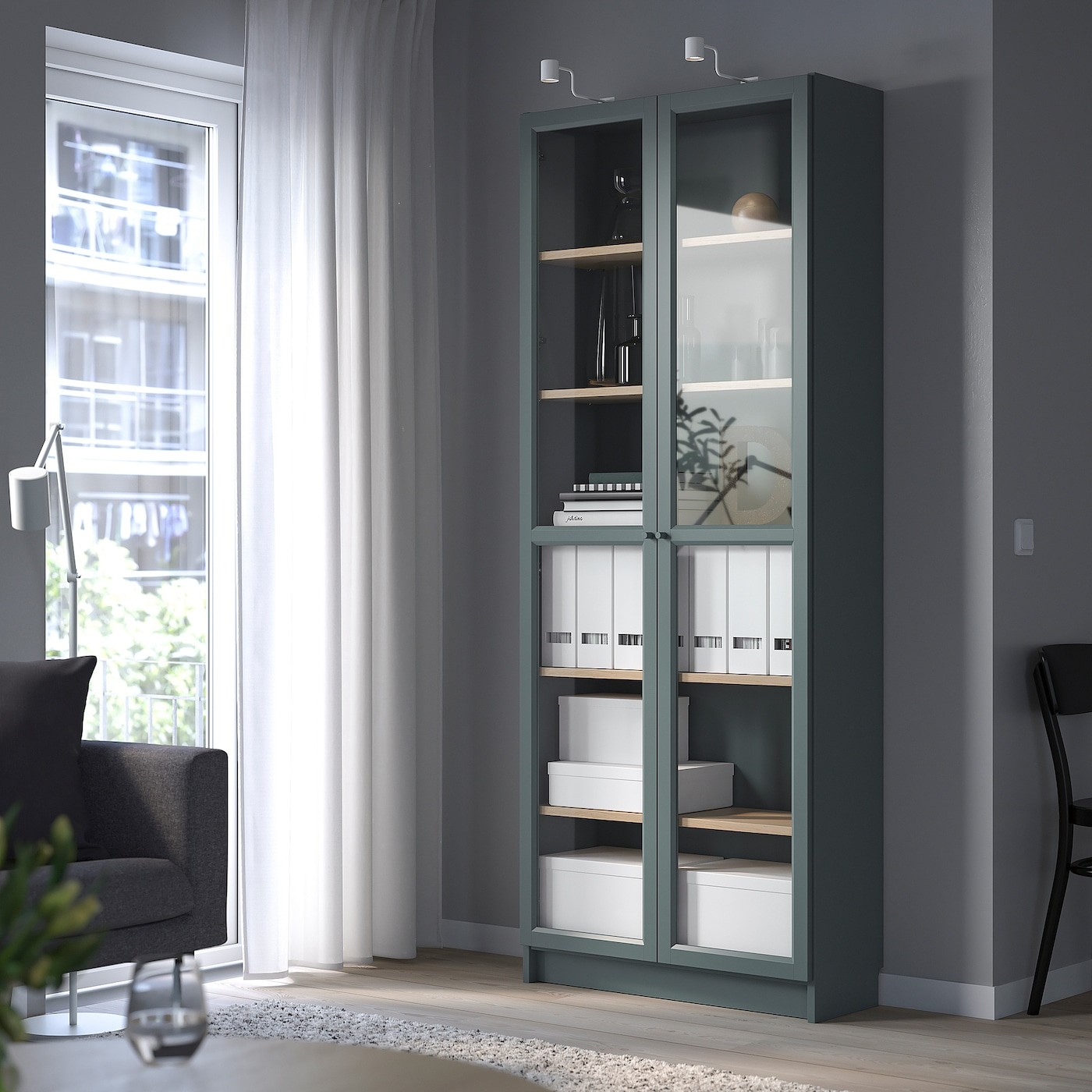 BILLY Bookcase with glass-doors