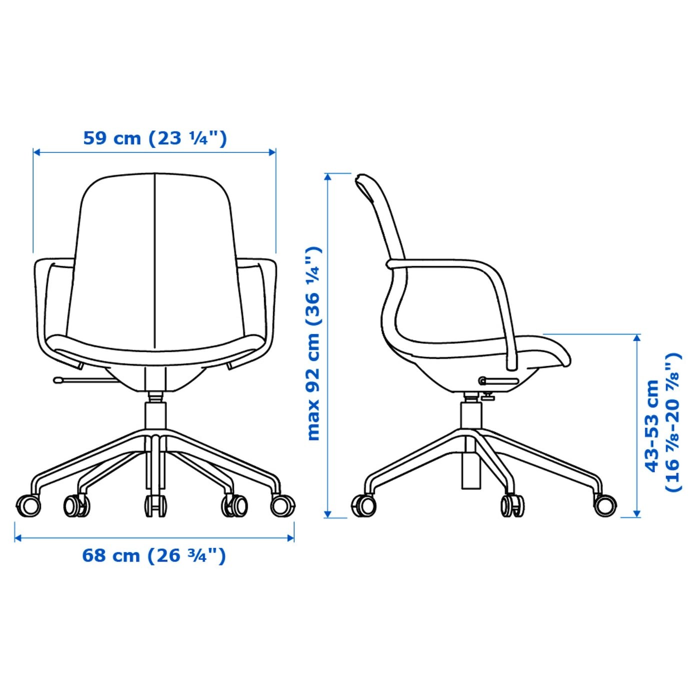 LÅNGFJÄLL Office chair with armrests