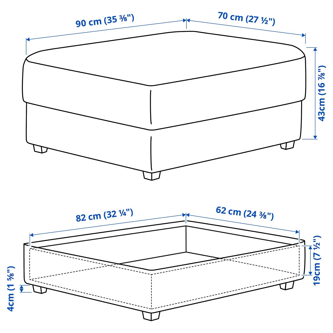 KIVIK Footstool with storage