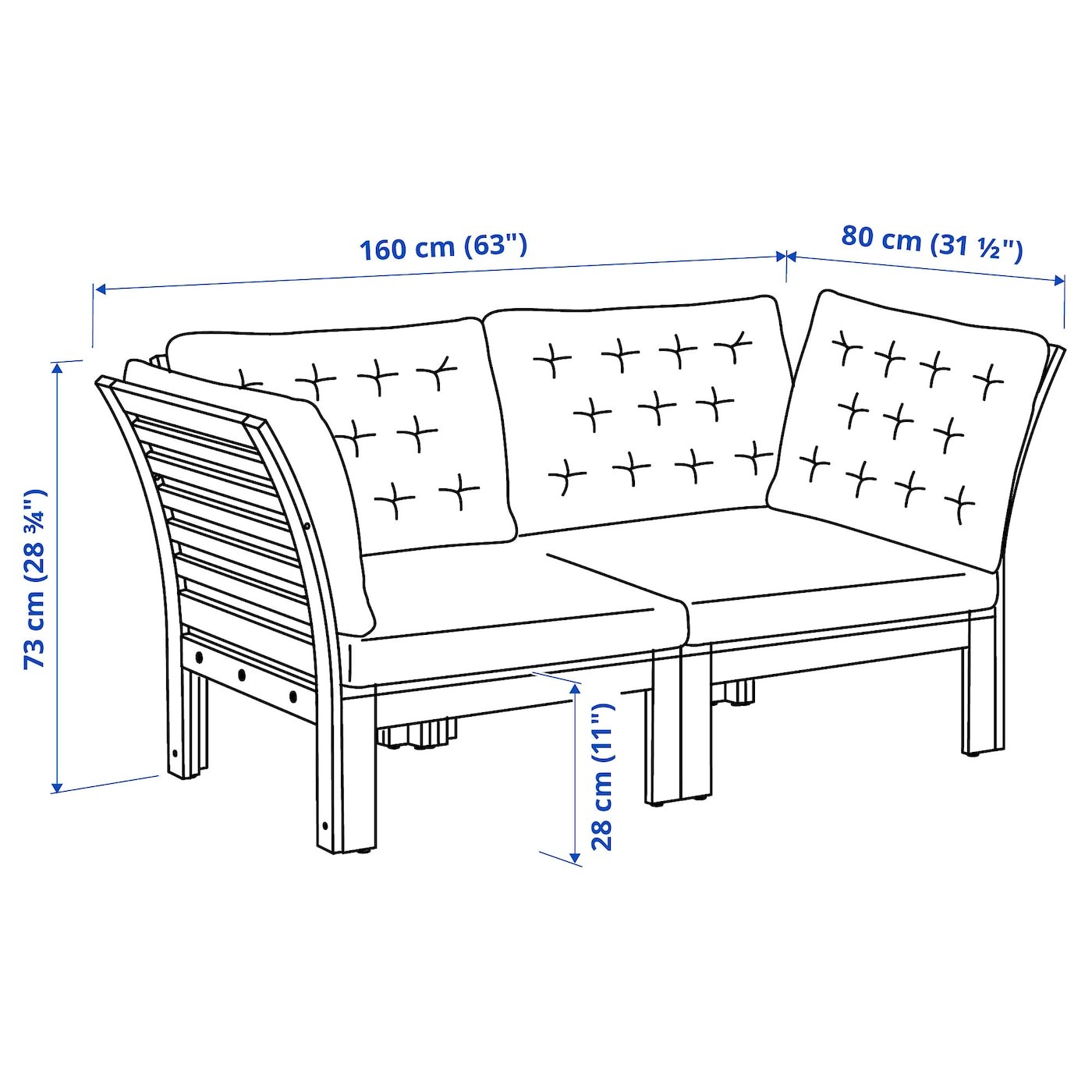 ÄPPLARÖ 2-seat modular sofa, outdoor