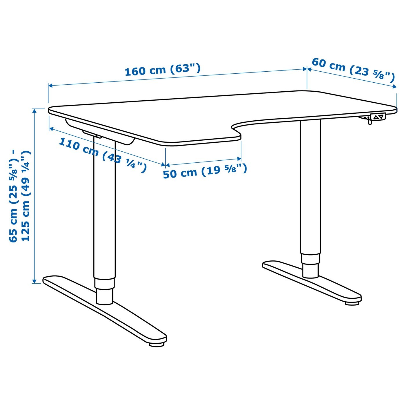 BEKANT Corner desk left sit/stand