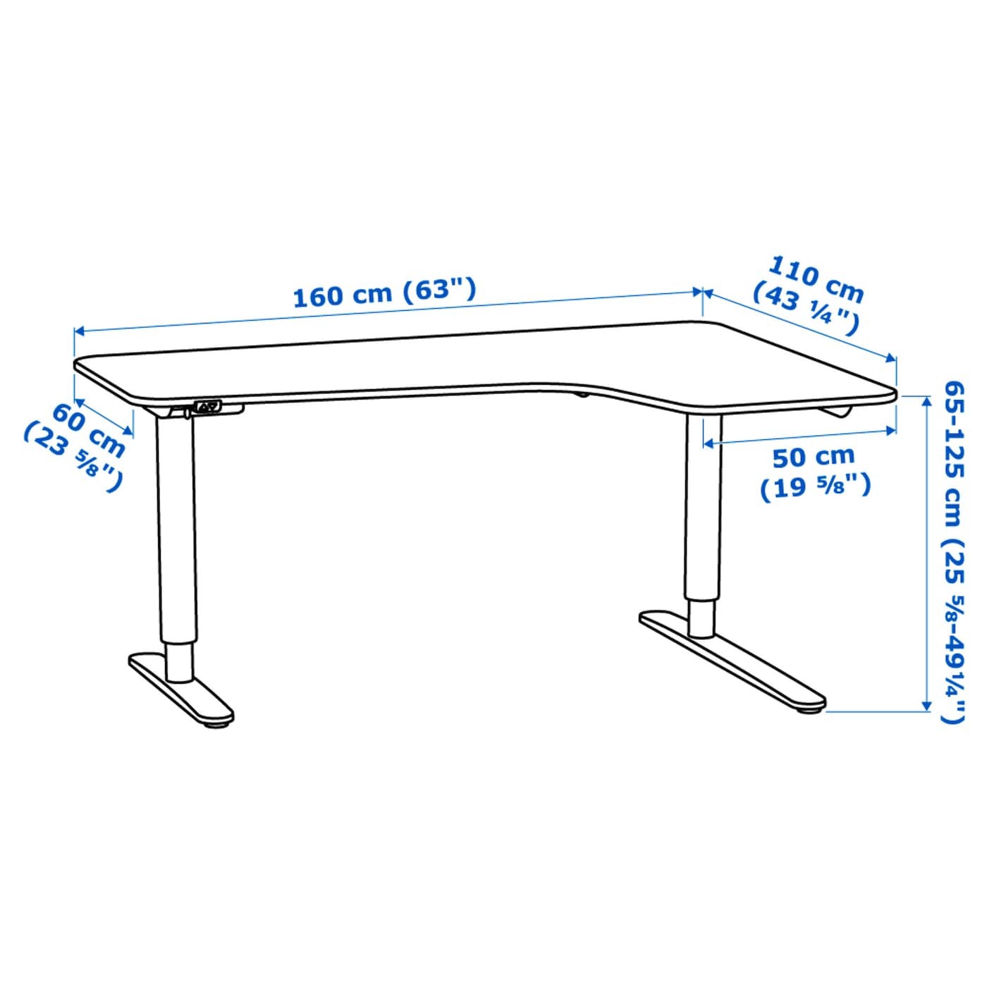 BEKANT Corner desk right sit/stand