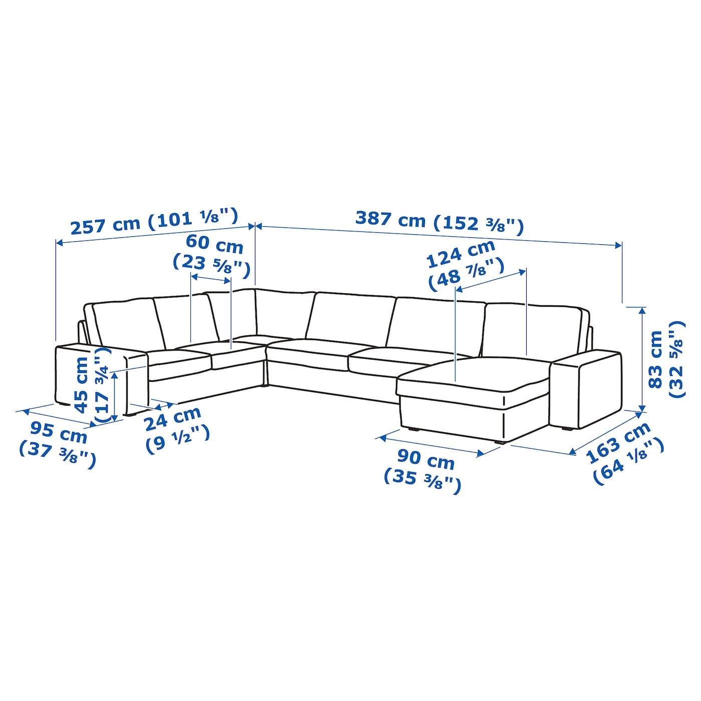 KIVIK Corner sofa, 6-seat