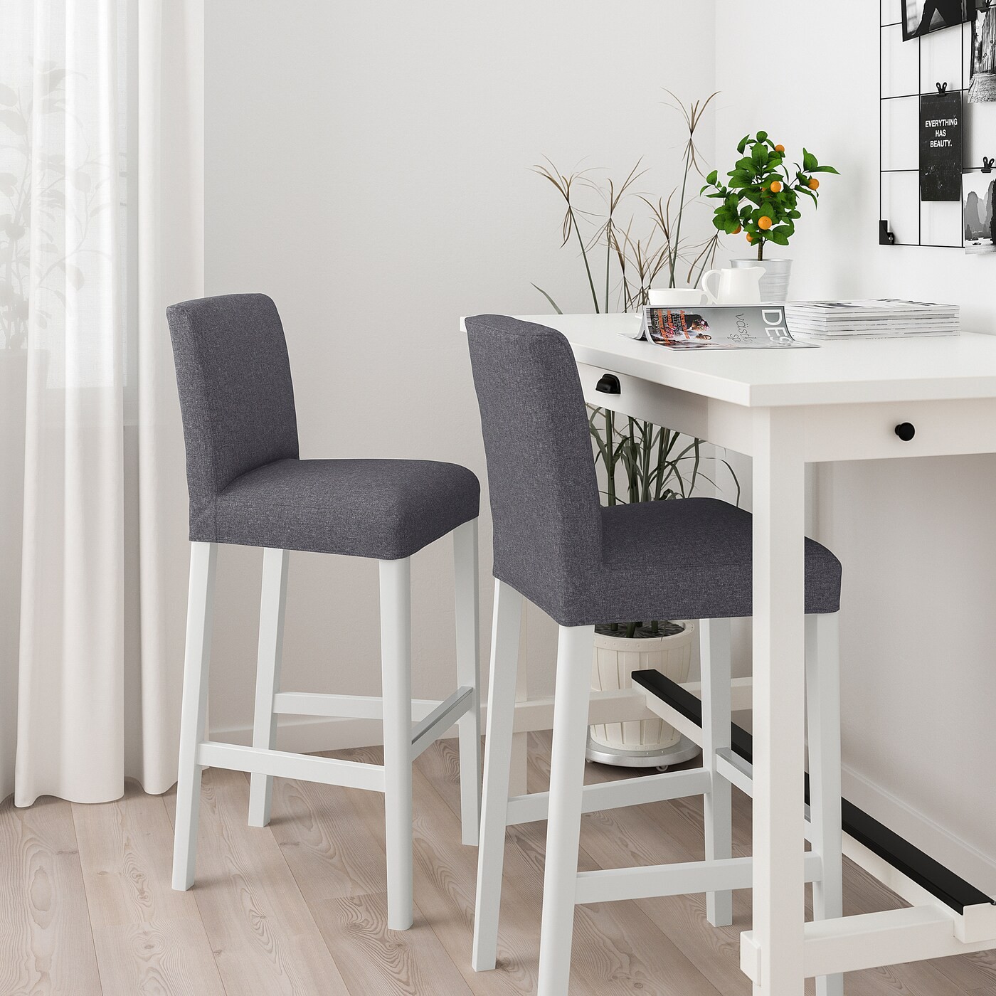 BERGMUND Bar stool with backrest