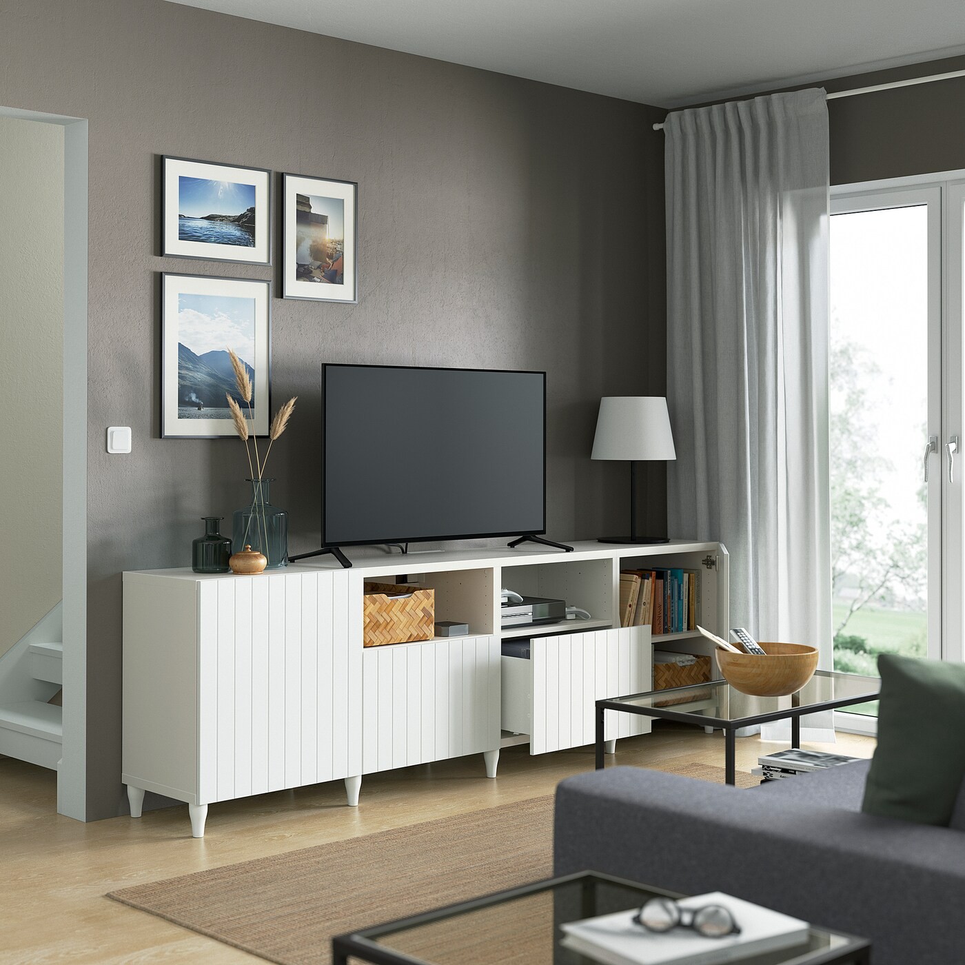 BESTÅ TV bench with doors and drawers