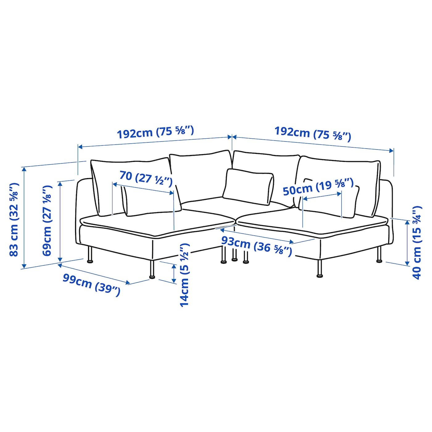 SÖDERHAMN Corner sofa, 3-seat