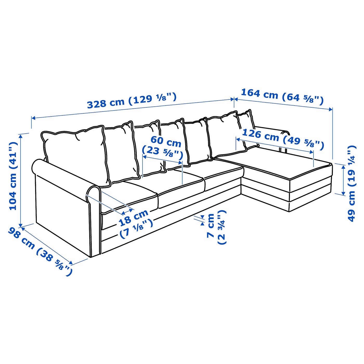 GRÖNLID 4-seat sofa with chaise longue