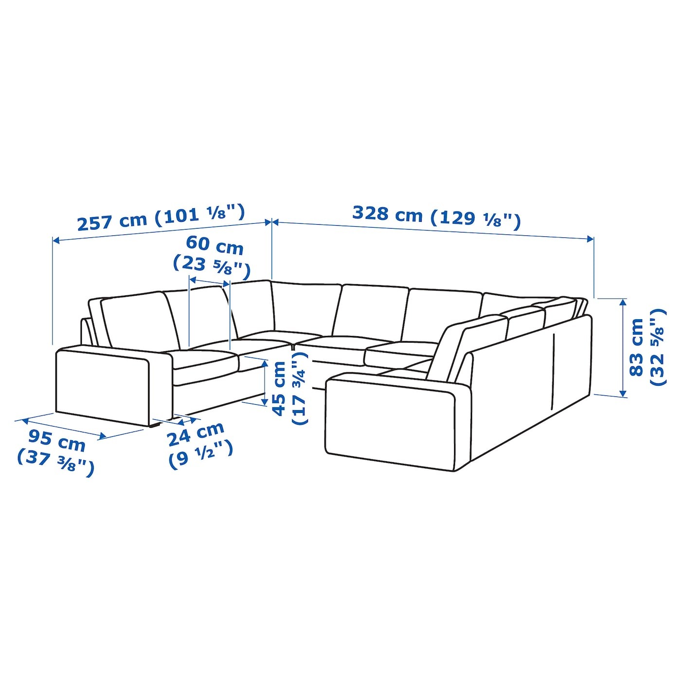 KIVIK U-shaped sofa, 6 seat