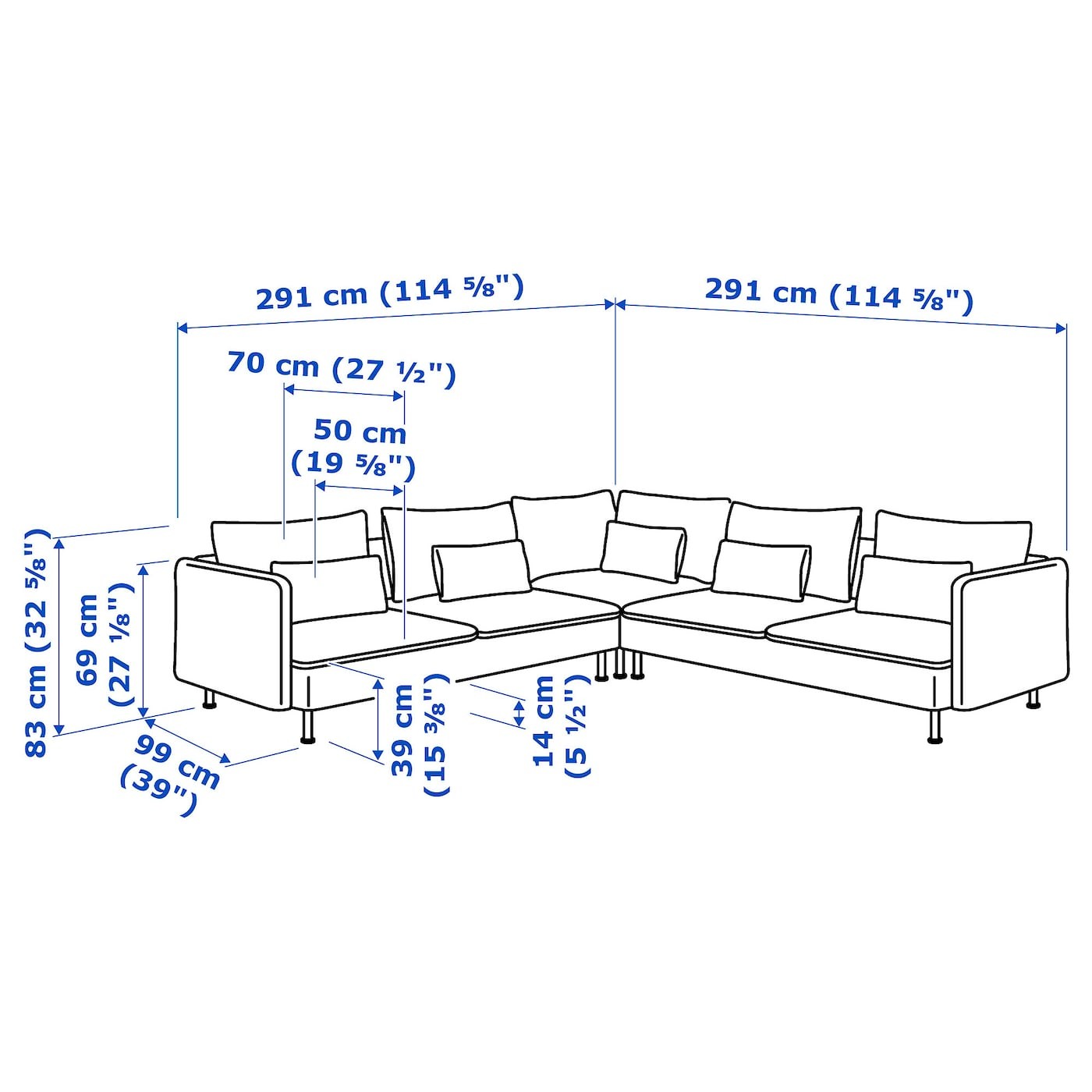 SÖDERHAMN Corner sofa, 6-seat