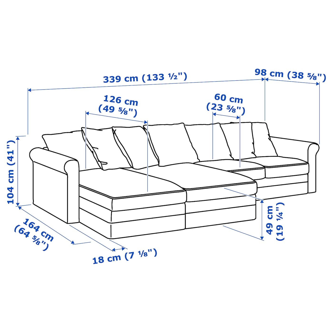 GRÖNLID 4-seat sofa with chaise longues