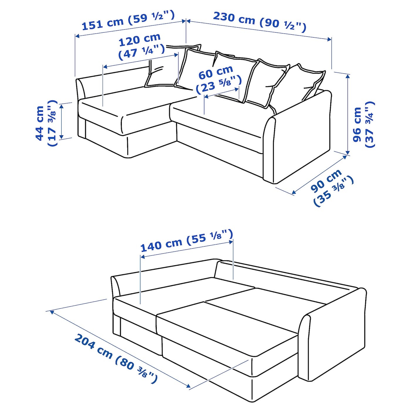 HOLMSUND Corner sofa-bed