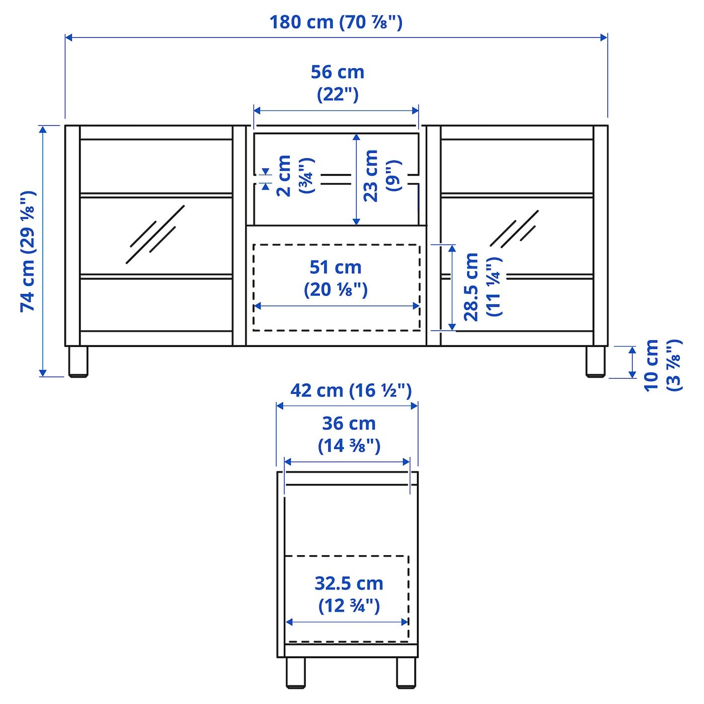 BESTÅ TV bench with drawers