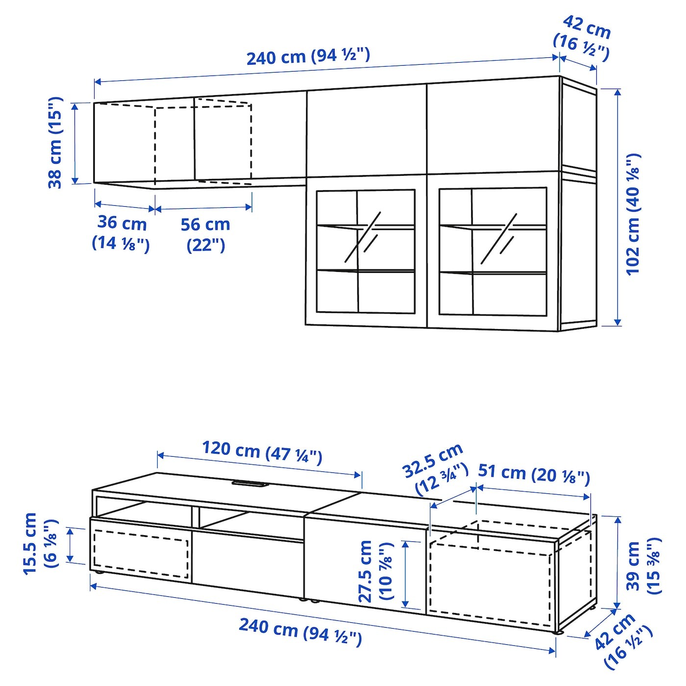 BESTÅ TV storage combination/glass doors