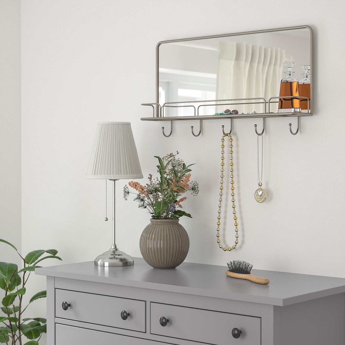 SYNNERBY Mirror with shelf and hooks