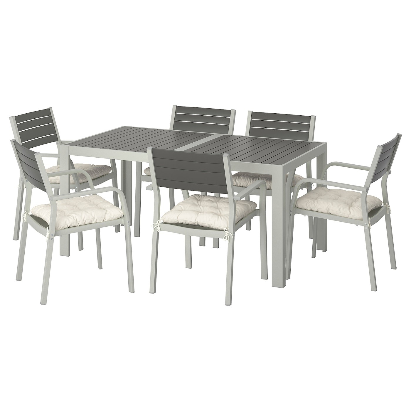 SJÄLLAND Table+6 chairs w armrests, outdoor