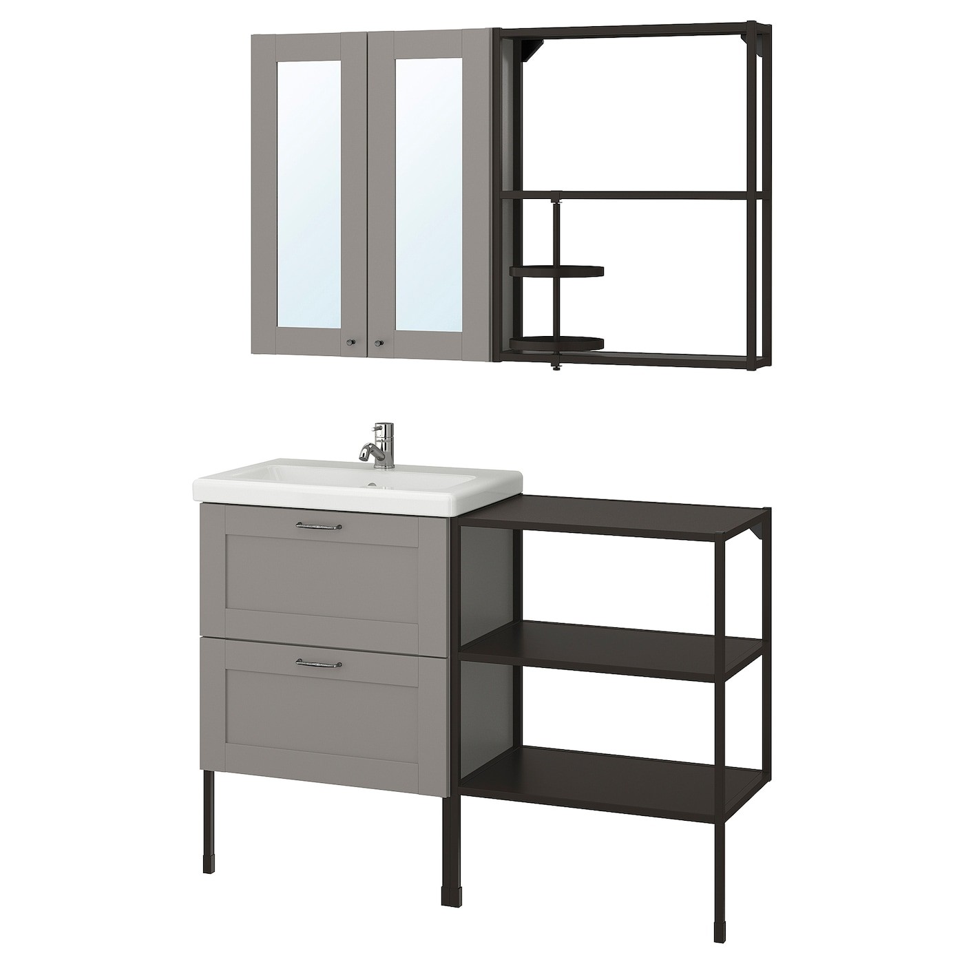 ENHET / TVÄLLEN Bathroom furniture, set of 15