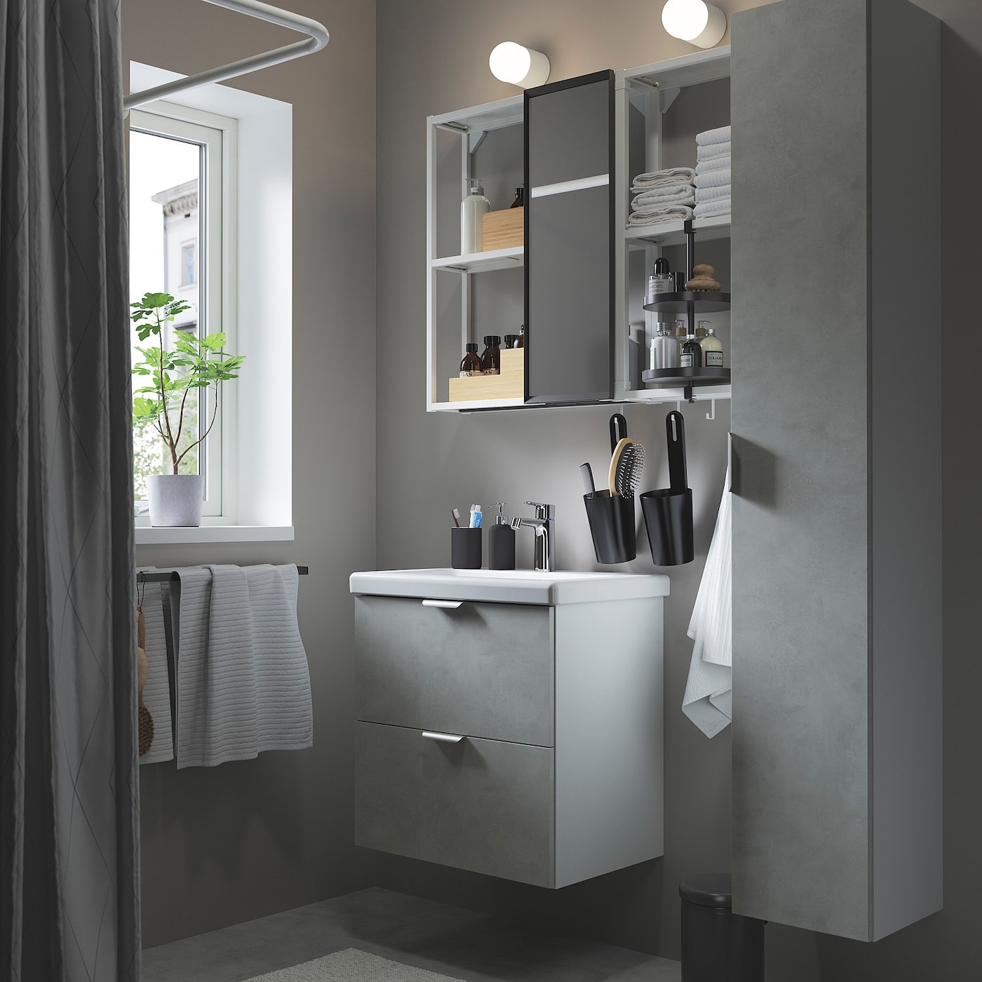 ENHET / TVÄLLEN Bathroom furniture, set of 18