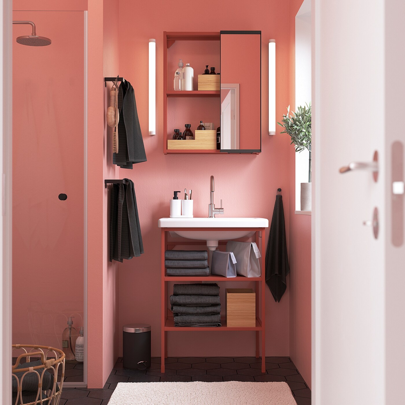 ENHET / TVÄLLEN Bathroom furniture, set of 9