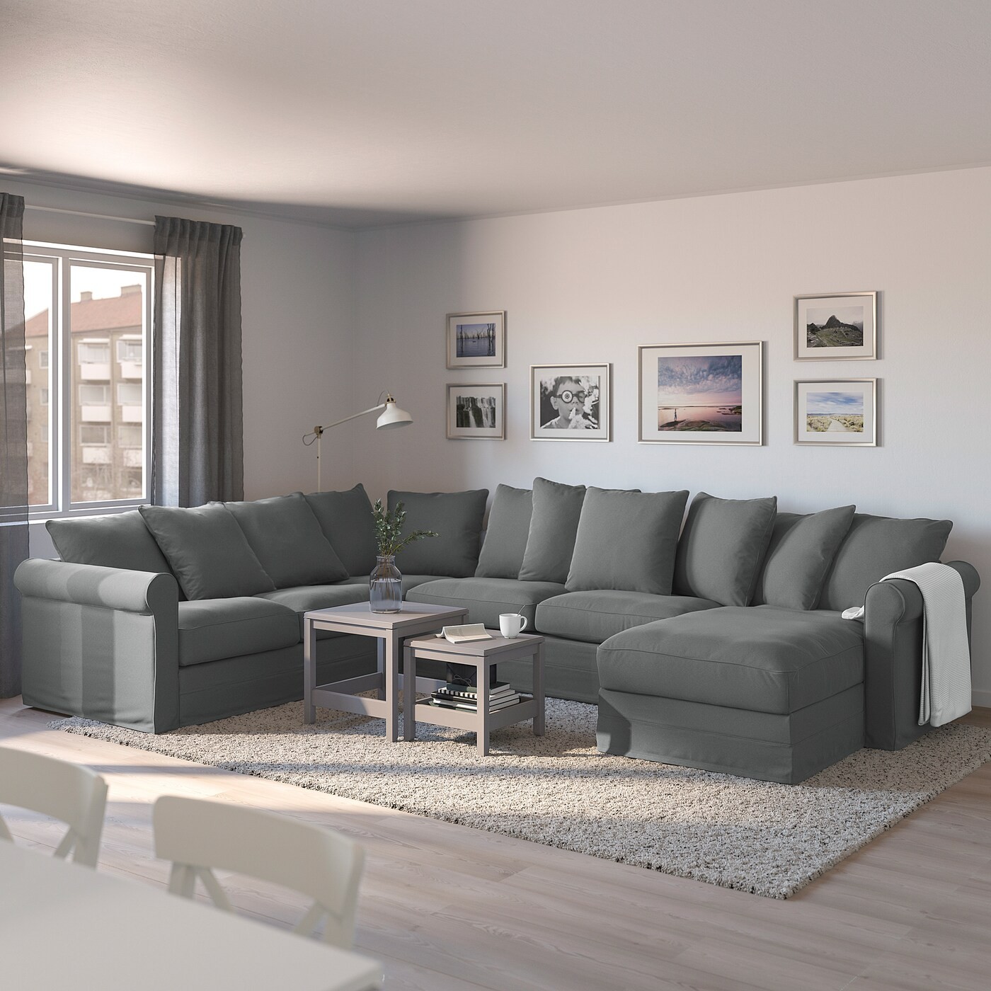 GRÖNLID Crnr sofa-bed, 5-seat w chaise lng