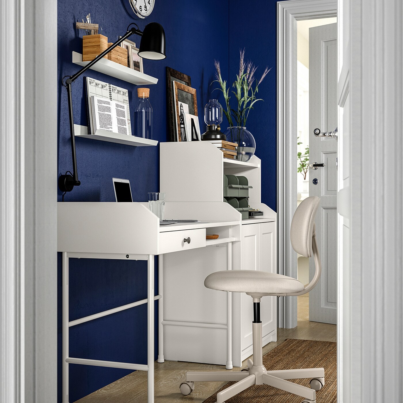 HAUGA/BLECKBERGET Desk and storage combination