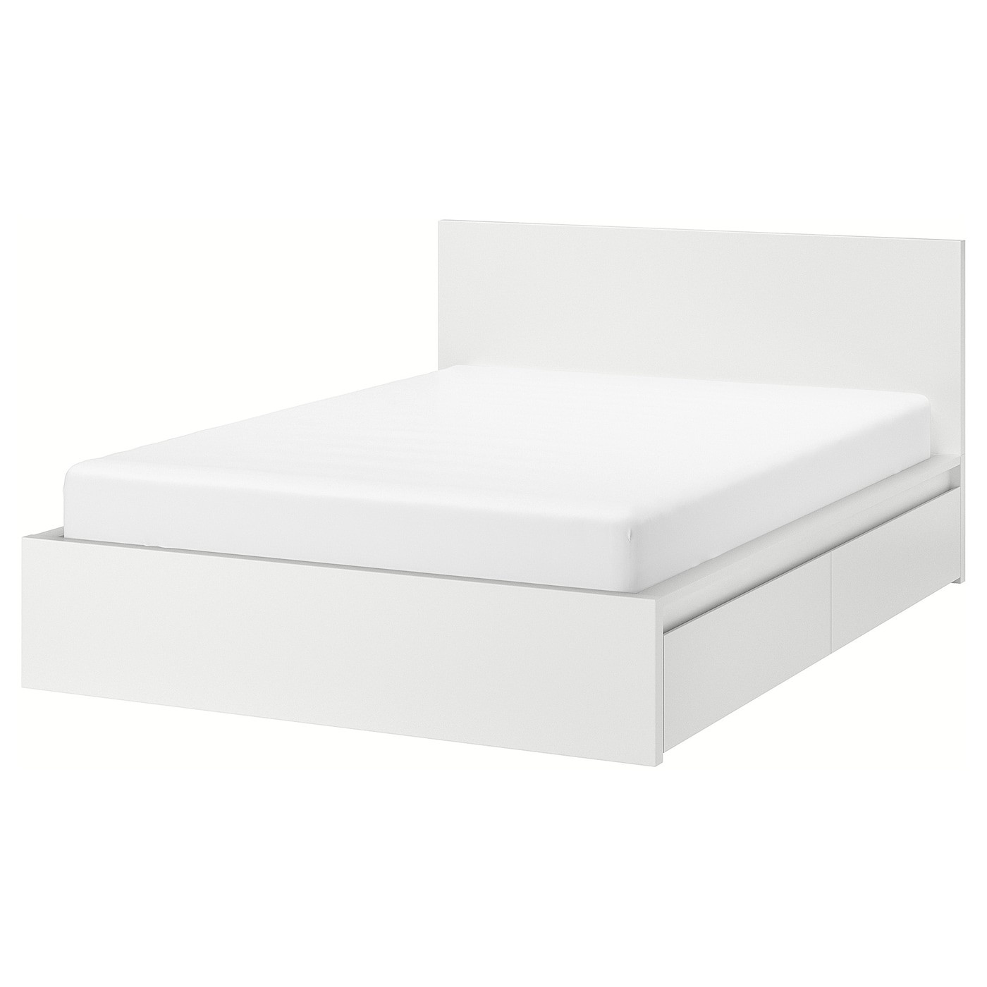 MALM Bed frame, high, w 2 storage boxes