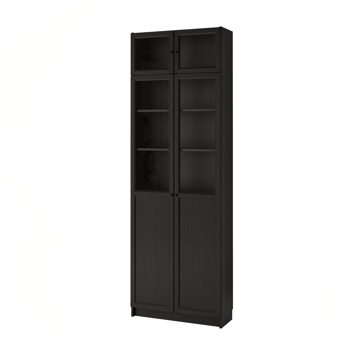 BILLY Bookcase w hght ext ut/pnl/glss drs