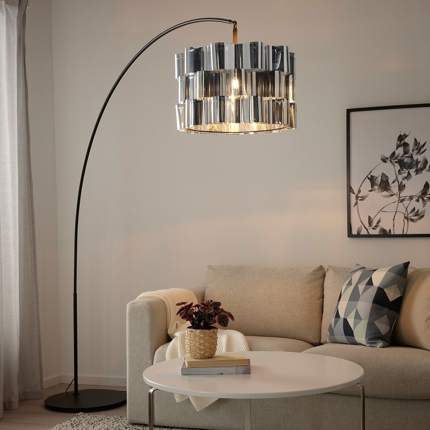 ÄLVSTARR / SKAFTET Floor lamp, arched