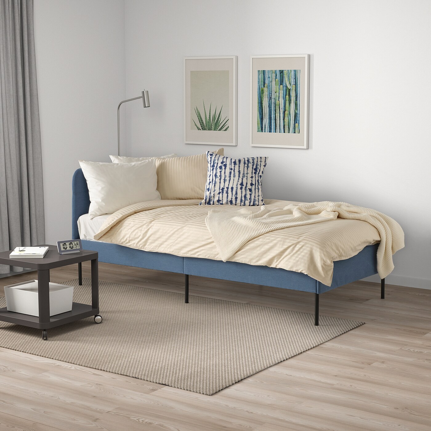 BLÅKULLEN Uph bed frame with corner headboard