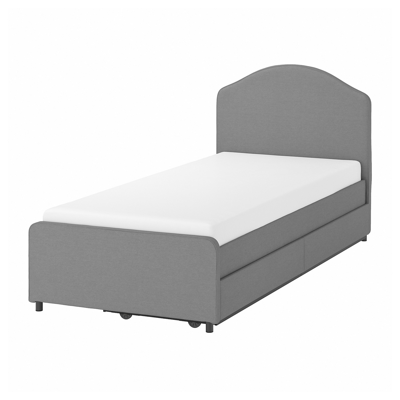 HAUGA Upholstered bed, 2 storage boxes