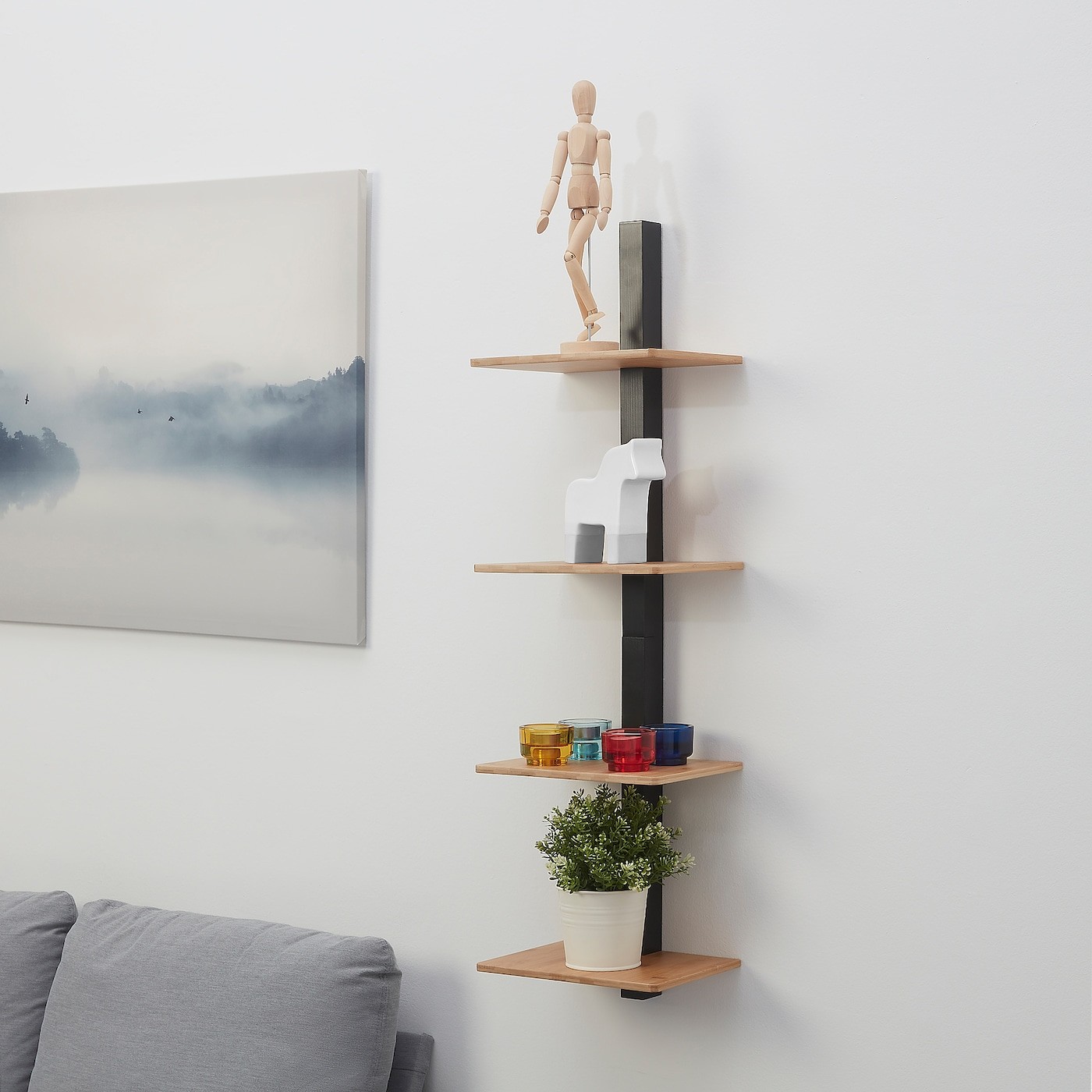 HAPARANDA Wall shelf, 4 shelves