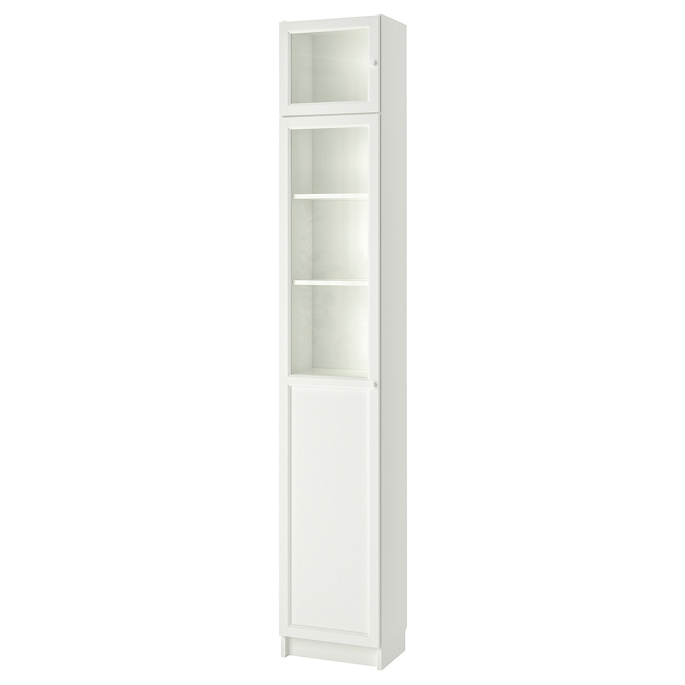 BILLY / OXBERG Bookcase w hght ext ut/pnl/glss drs